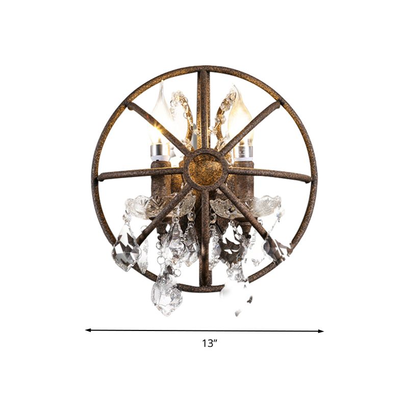 Tradicionalismo Vela de vela Ligera de lámpara 2 cabezas Iluminación de pared LED de metal con acento de cristal en óxido