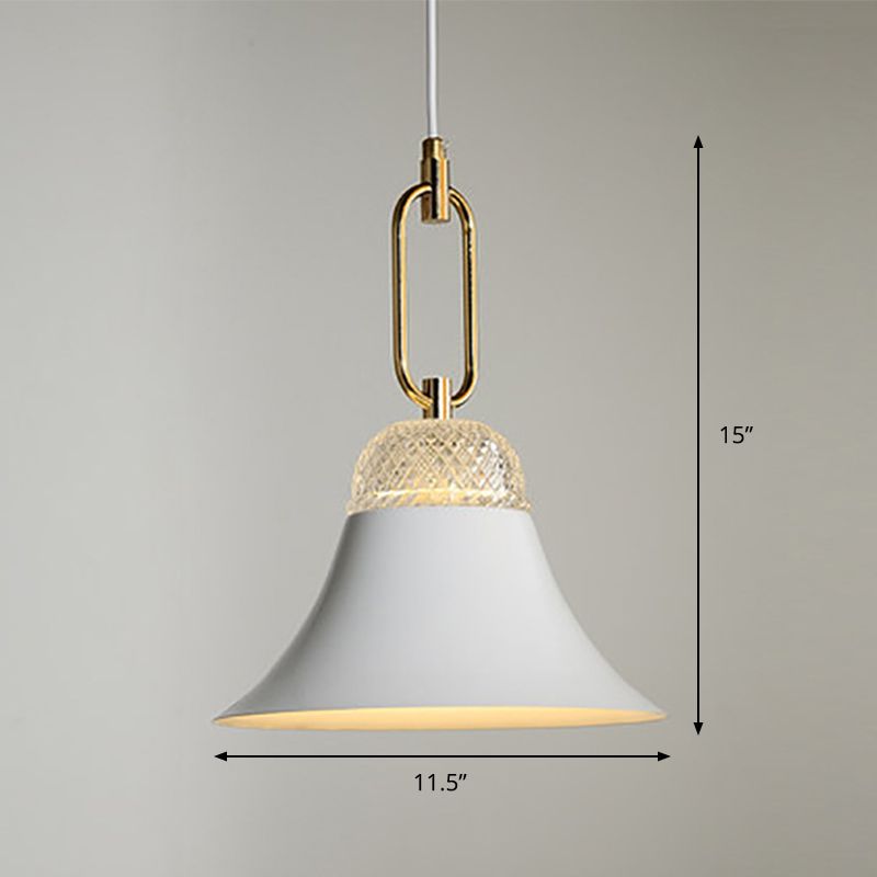 Bell Down Lighting Pendant Contemporary Metal 1 Light Dining Room Ceiling Light in White