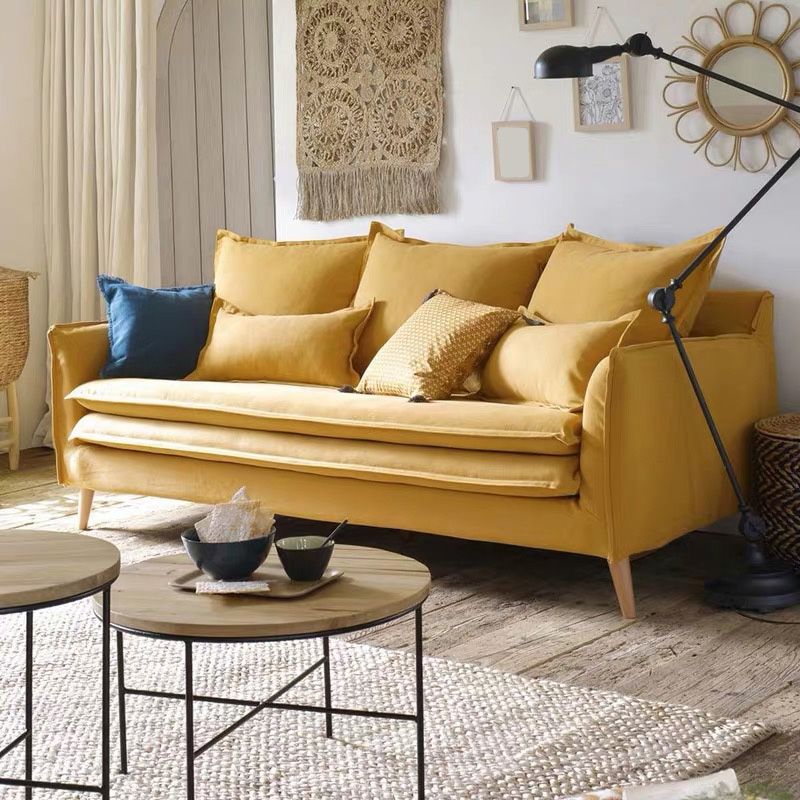 Tuxedo Arm Contemporary Cotton Blend/Faux Leather /Velvet Sofa Couch