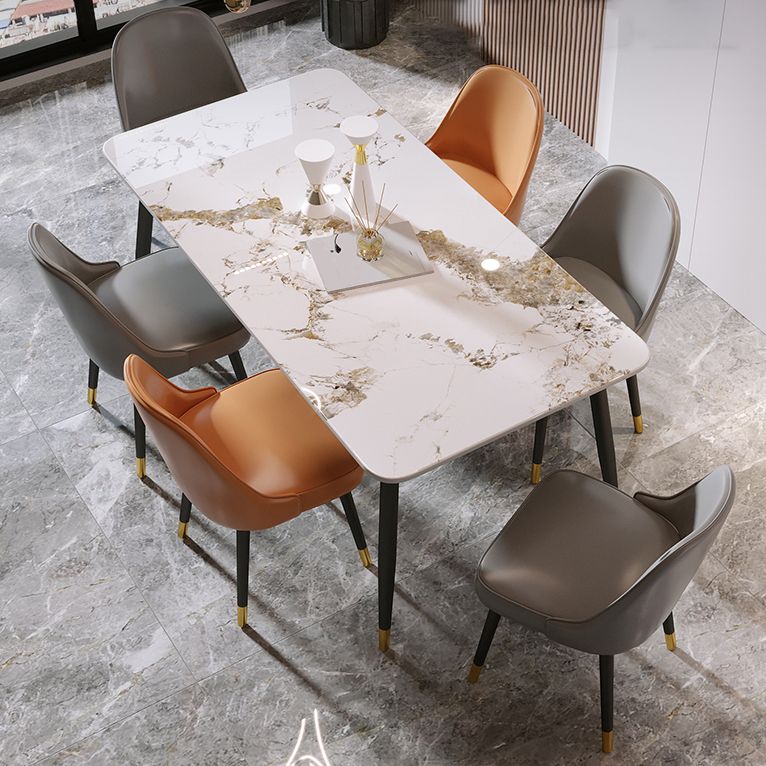 1/5/7 PCS Metal Modern Dining Room Ensemble avec ensemble de table de table rectangle