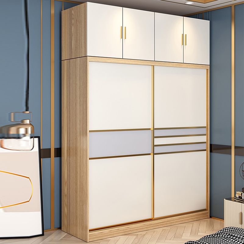 Engineered Wood Wardrobe Armoire with Garment Rod Modern Wardrobe Cabinet