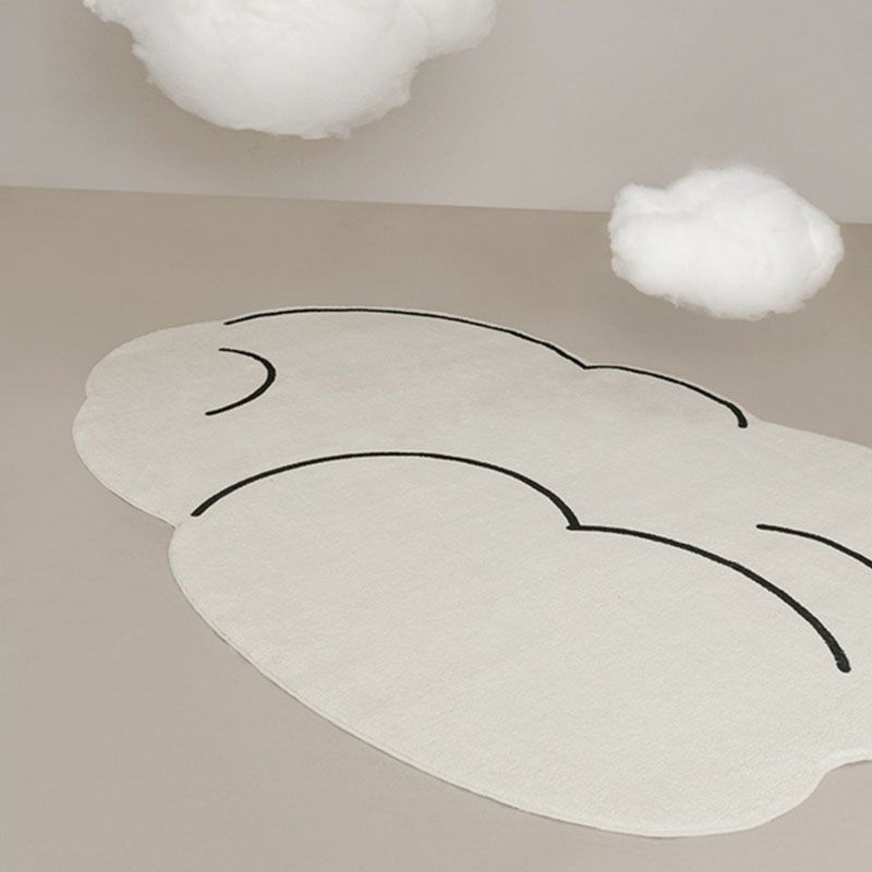 White Cloud Rug Polyester Pure Color Rug Stain Resistant Rug for Drawing Room