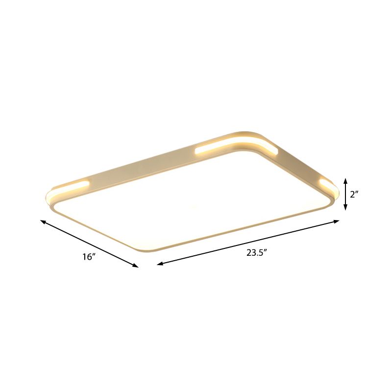 Slim Rectangle Hotel Ceiling Fixture Acrylique Modern Style LED Flush Mount Light in White