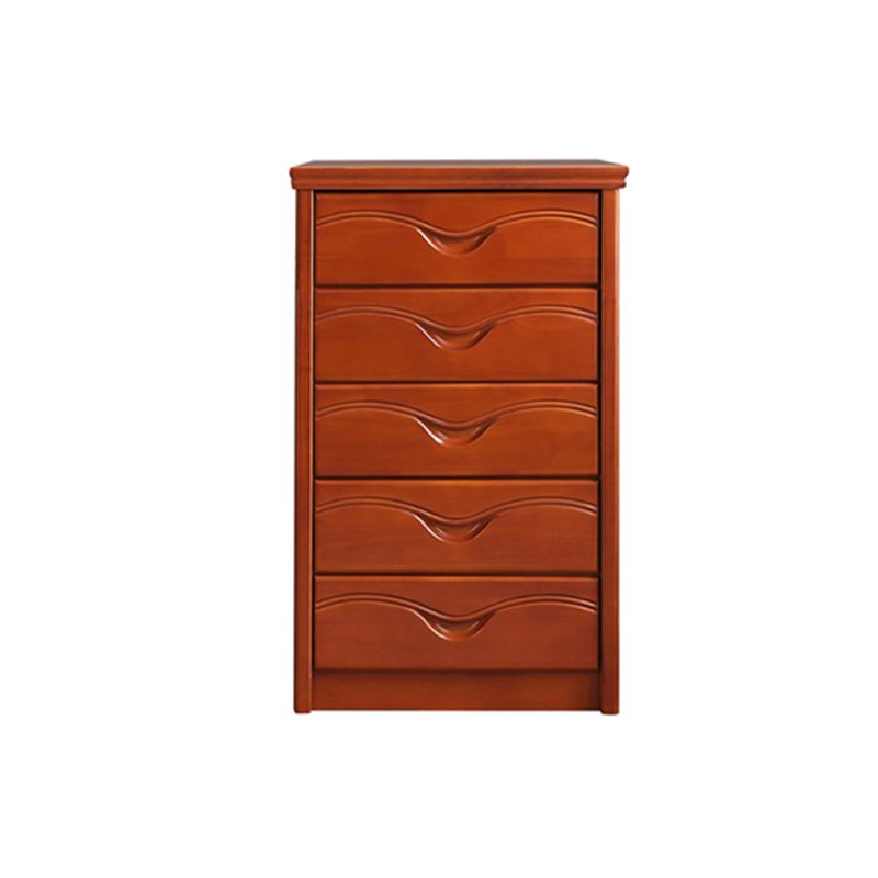 Mid-Century Modern Brown Accent Chest with Drawers Chest in Rubberwood