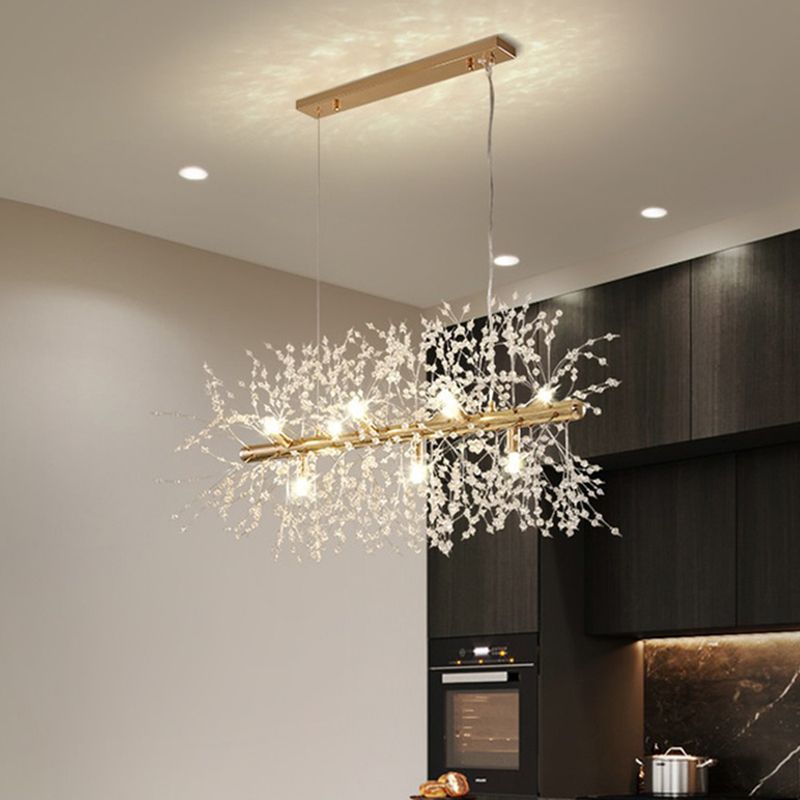 Luce a ciondolo di Crystal Island di ramificazione Modern Dining Room Isola lampade