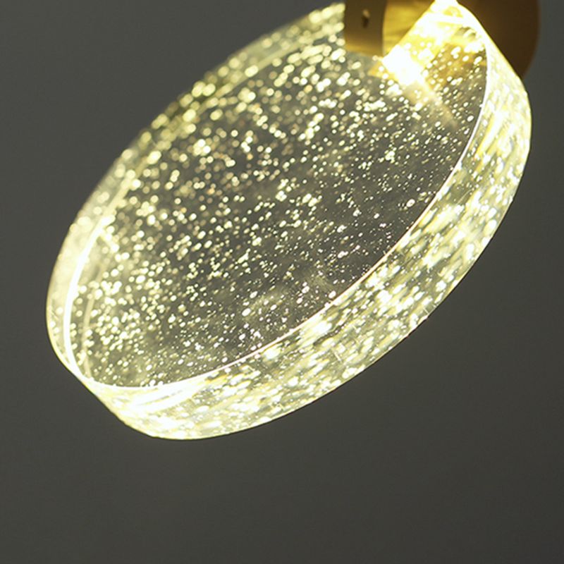 1-Light Hanging Light Fixture Modern LED Pendant Lamp with Crystal Shade for Bedroom