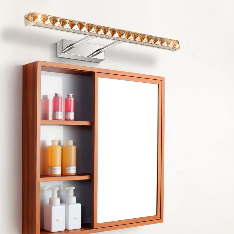 Modern Stainless Steel Vanity Mirror Light Bathroom Gold Vanity Sconce Light with Crystal