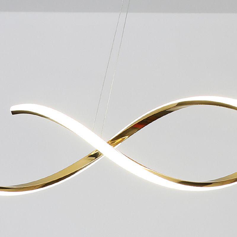 Iluminación moderna de la isla de la cocina metal lineal 2 lámparas de la isla ligera en oro