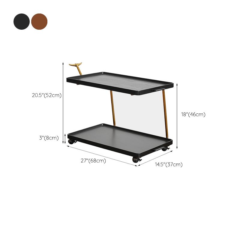 20.47" Tall Tray Top Side Accent Table Solid Wood End Slide Table
