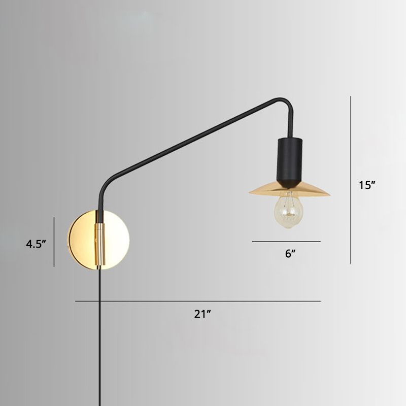 Metal Swing Arm Sconce Style Industrial Single Living Room Lecture Lumière avec soucoupe