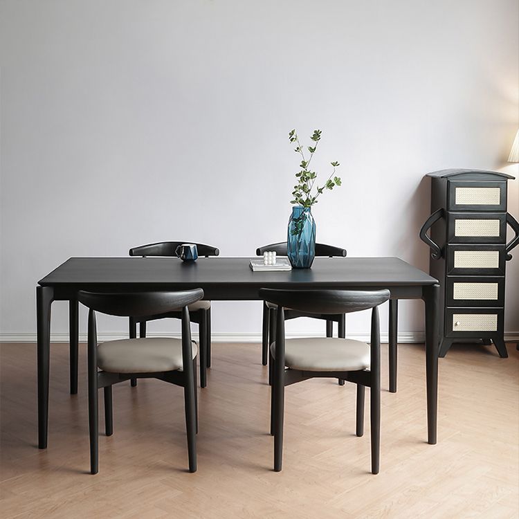 Modern Black Dining Set 1/2/5 Pieces Rectangle Indoor Wood Legs Dinette Set