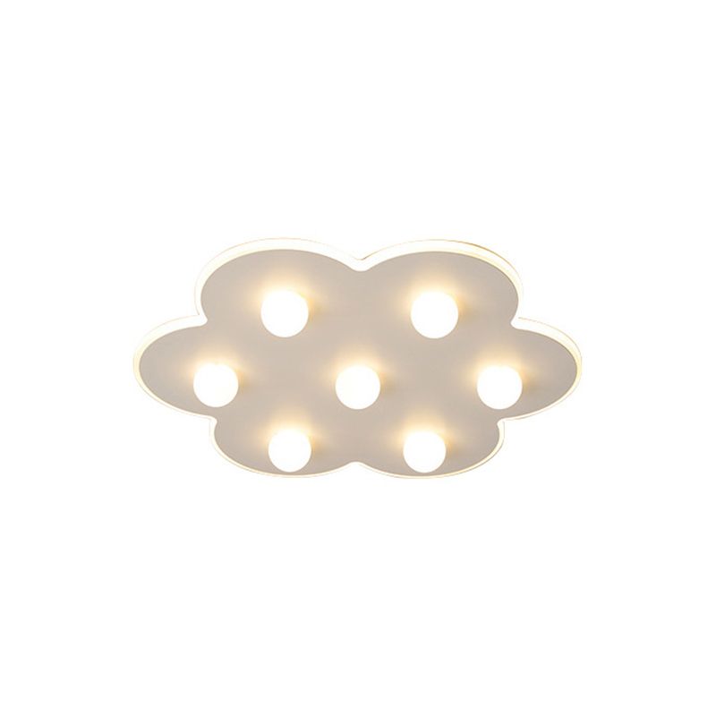 Blume/Rund/Quadrat Led Flush Ceiling Light Kids Modern Metal 8 Lights 16.5/ 19.5 Inch Wide White Flushmount Light