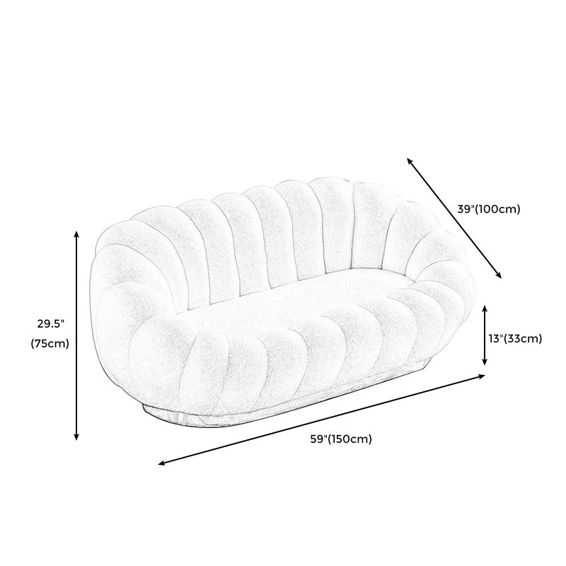 Modern Solid Color Curved Sofa with Sloped Arms for Bedroom Living Room