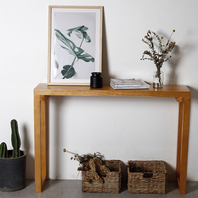 Industrial Rectangle Bistro Bar Desk Pine Solid Wood Bistro Table with Sled Base