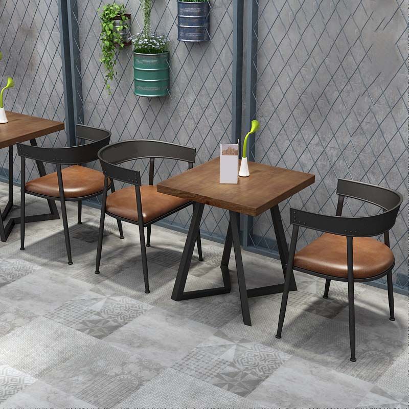 Industrial Double Pedestal Dining Table Wood Table for Cafe Bar