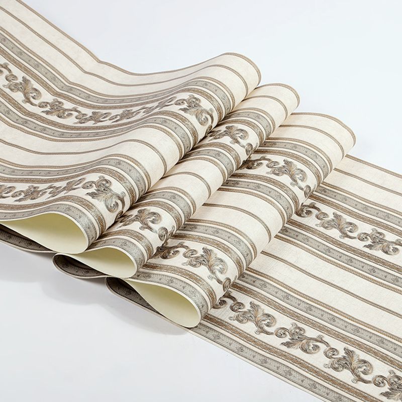 3D Striped Wallpaper Pastel Color Floral Embroidered Wall Covering for Dining Room