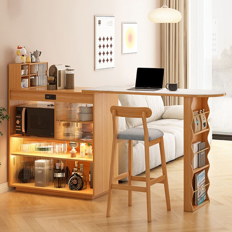 Contemporary Style 1/2 Pieces Stone Specialty Bar Table Set for Living Room