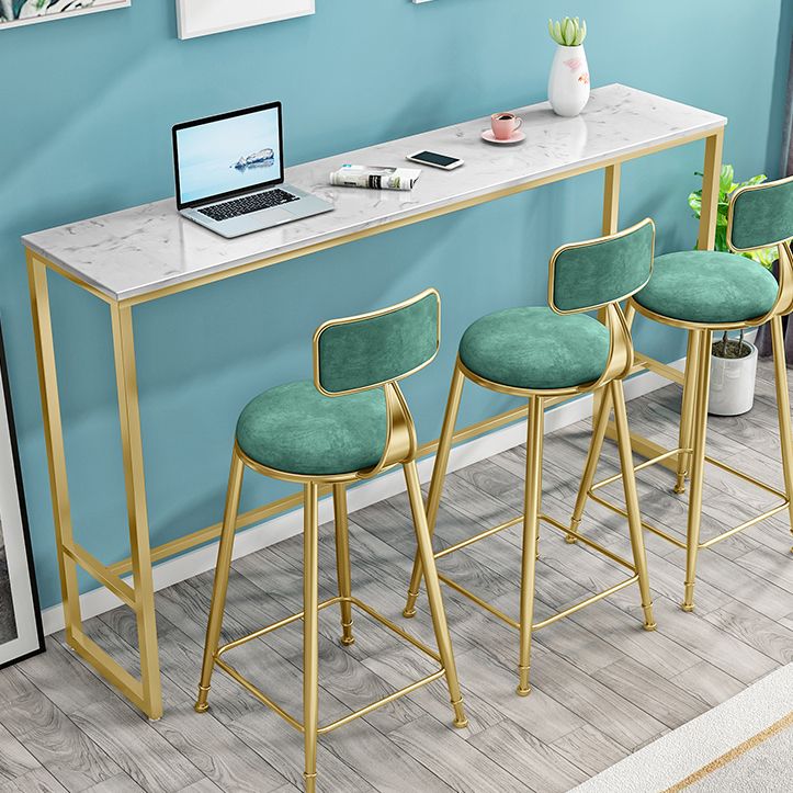 Mesa de comedor de altura de pub dorado mesa de mostrador de fútbol de glam rectángulo, solo mesa