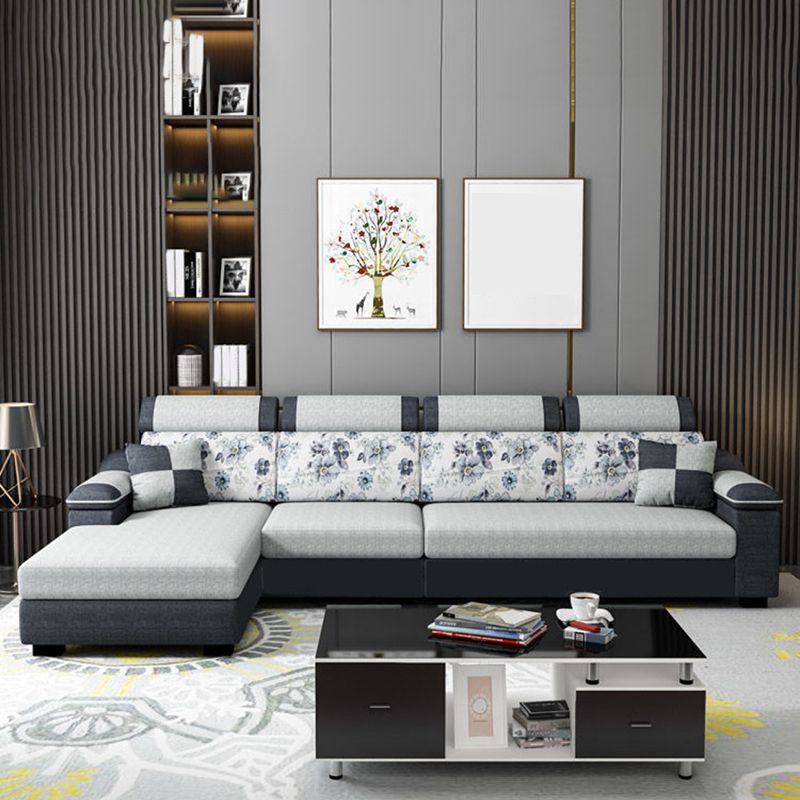 Modern Linen Sectional Sofa Pillow Top Arm Sectional for Living Room