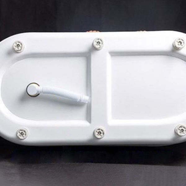 Freestanding Soaking Bath Back to Wall Modern White Bathtub With Faucet