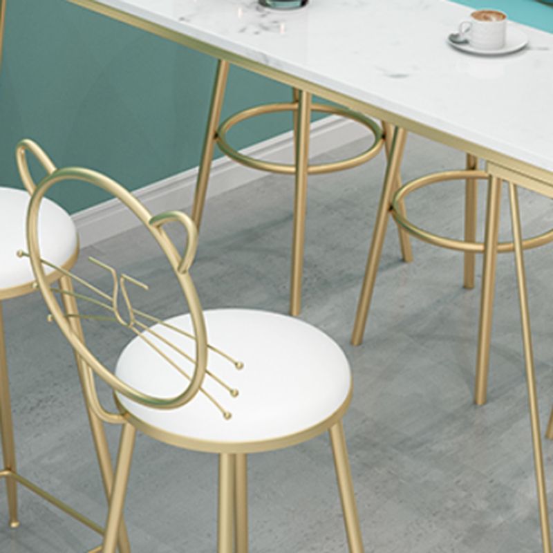 Glam 1/3/4/7 Pieces Bar Table Set Rectangle Stone Counter Table with High Stools