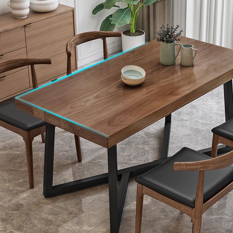 Industrial Rectangle Dinette Set 1/2/4/5 Pieces Natural Wood Table Set