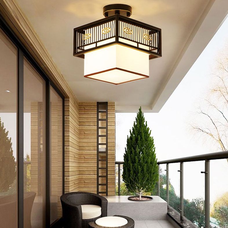 Shaded Aisle Ceiling Flush Mount Traditional-Style Fabric Black Ceiling Mounted Fixture