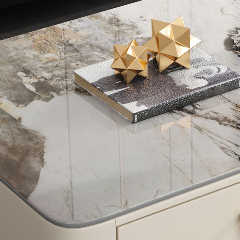 4 Legs Slate Coffee Table Rectangle Single Coffee Table with 2 Drawers