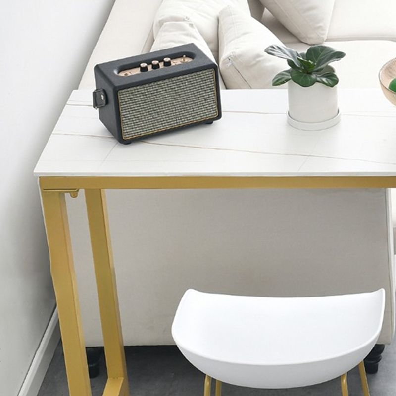 Modern Stone Top Bistro Bar Table Rectangle Metal Base Bar Table