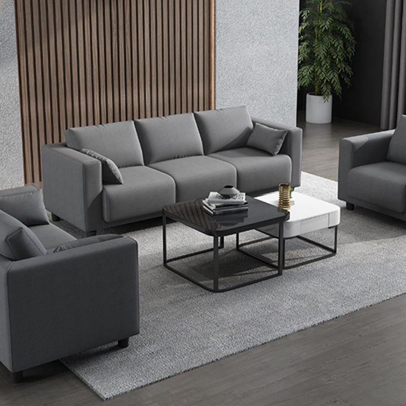 Linen Square Arm Modern Sofa with Slipcovered for Living Room and Apartment
