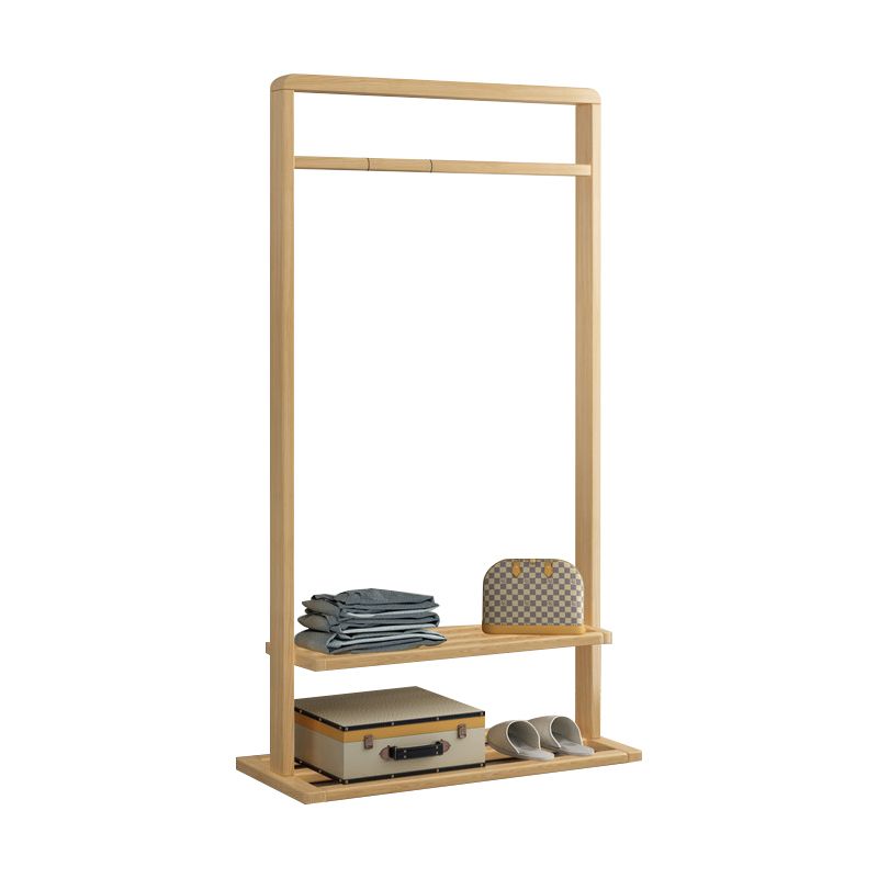 Wood Hall Tree Free Standing Coat Hanger with Storage Shelves , 62.99" H