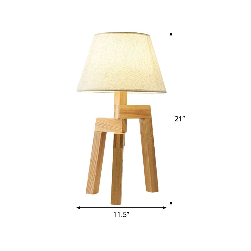 Lampada da comodino moderna in tessuto a 1 lampadina con ampia luce di lettura in bianco per soggiorno