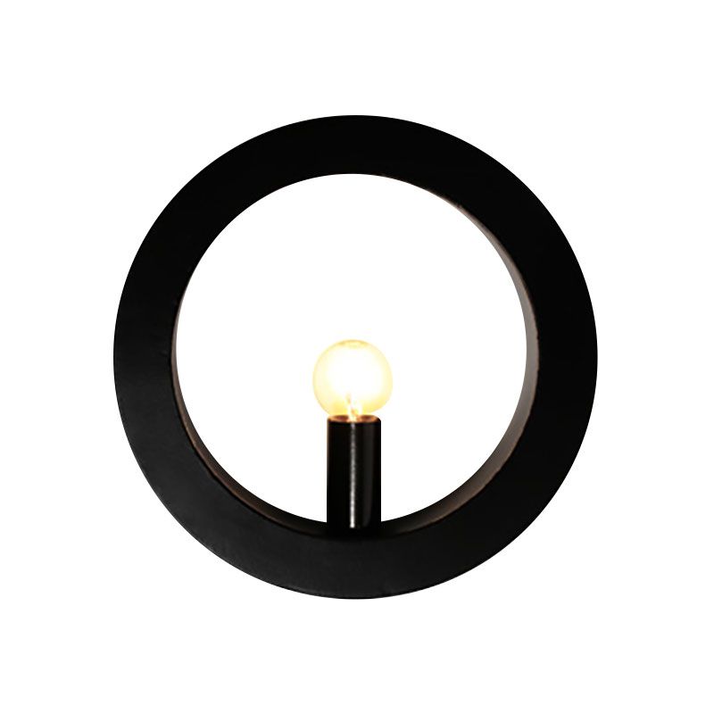 Black/White Circle Wall Light Fixture 1 Light Simple Metallic Wall Lamp for Bedroom Hallway