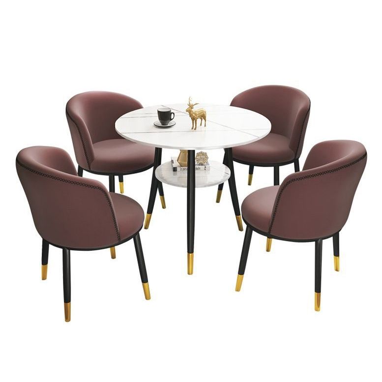 Stone Dining Table Traditional Luxury Round Dining Site Table with Tripod Base