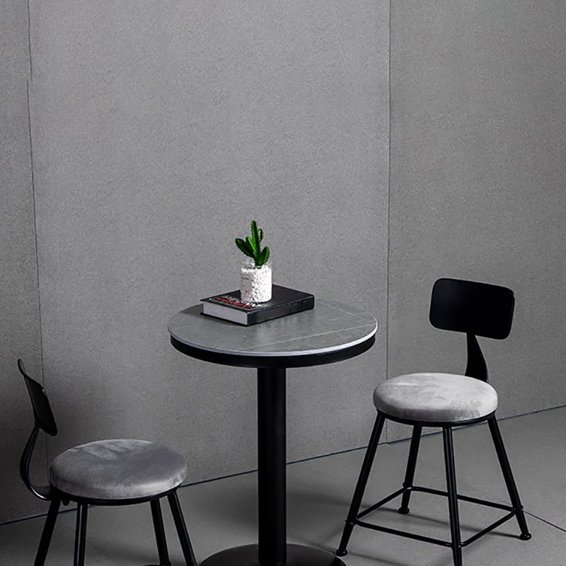 1/2/3 Pieces Industrial Iron Bar Table Set Round Bistro Set with Grey Stone Top
