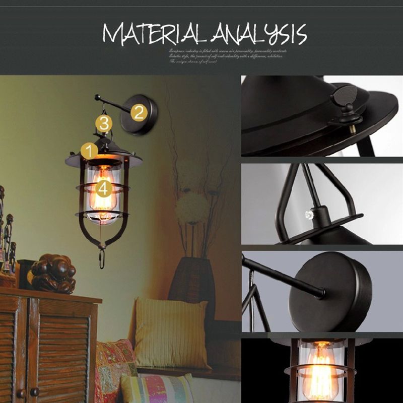 Bewaffnete Metallwandleuchten Amerikaner Retro Industrial Style 1 Lichtleuchte