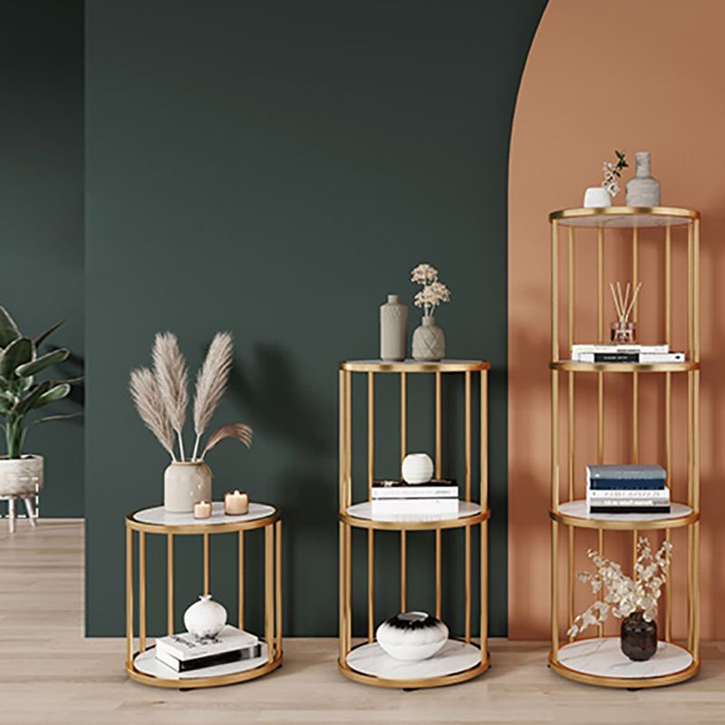 Scandinavian Open Corner Bookshelf with Metal Frame Manufactured Wood Bookcase