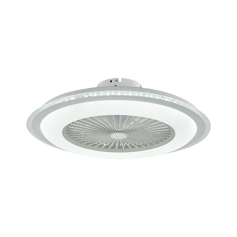 Kreisförmige Deckenventilator Leichtminimalist Metall 23,5 "Weit weiß/rosa Finish LED Semi Flush Lampe