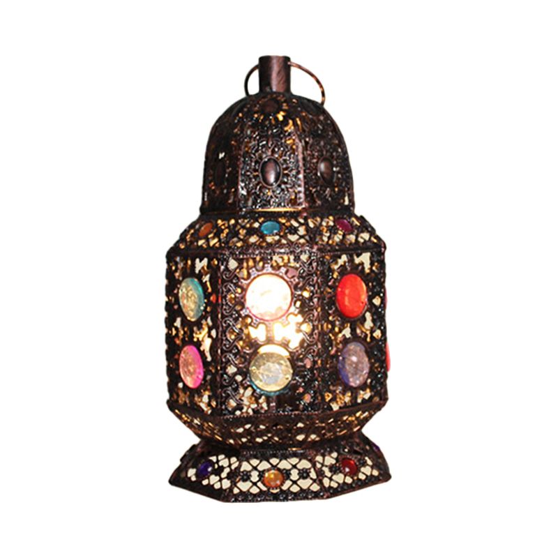 1 Kopfmetall Nachttischlampe Vintage Kupfer Laternen Wohnzimmer Nachttisch Beleuchtung