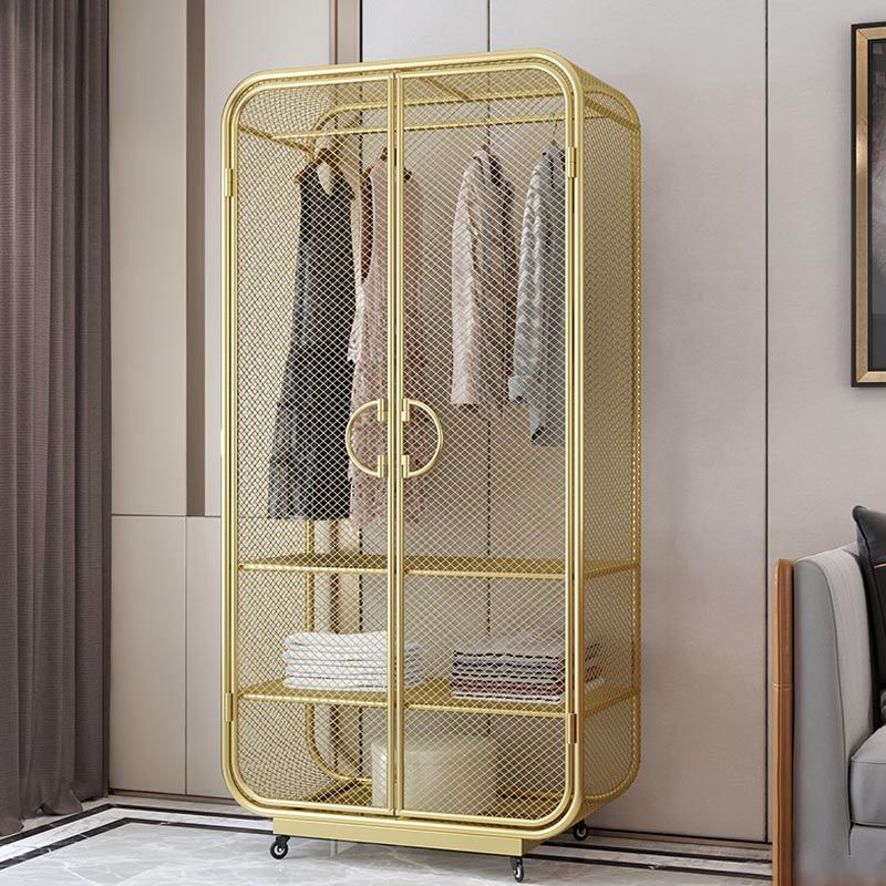 Bedroom Metal Wardrobe Industrial Style Rectangular Wardrobe Closet