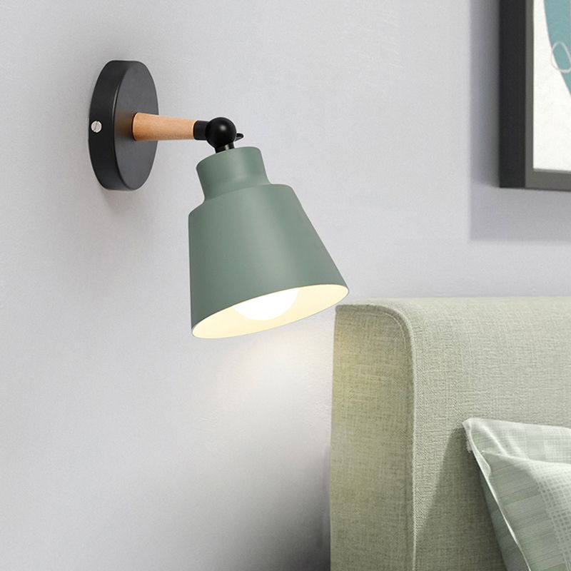 Macaron Colored Bucket Wall Sconce Rotatable One Light Metal Sconce Light for Living Room