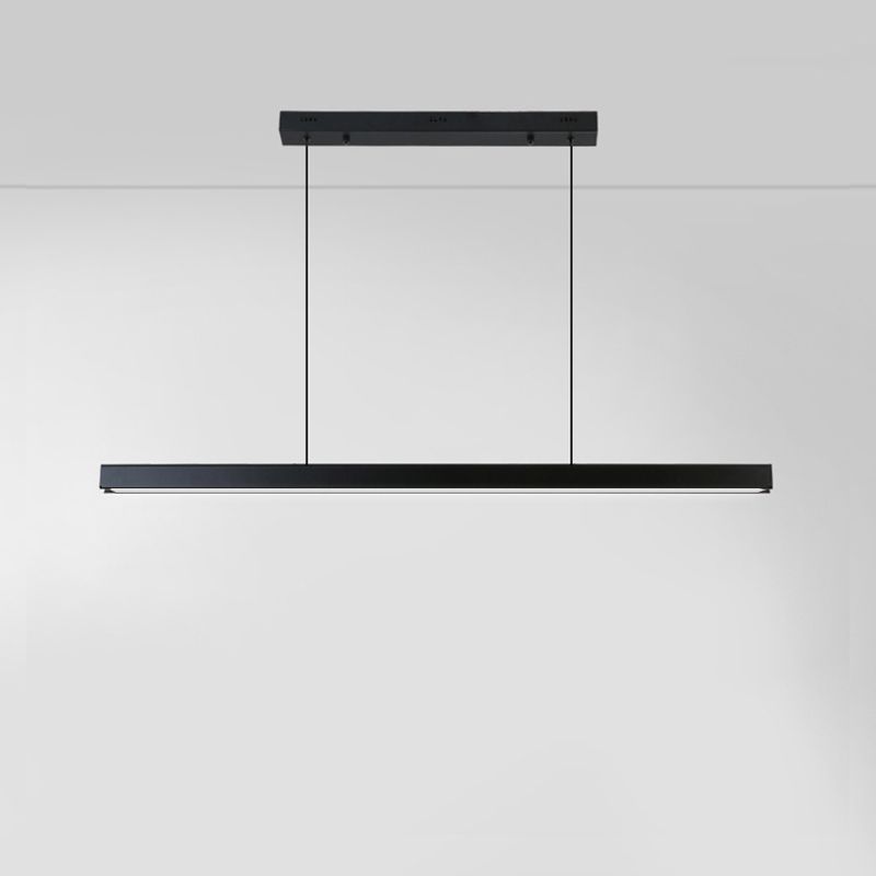 Black Linear LED Pendant Light Metal Acrylic Hanging Lamp for Dining Room