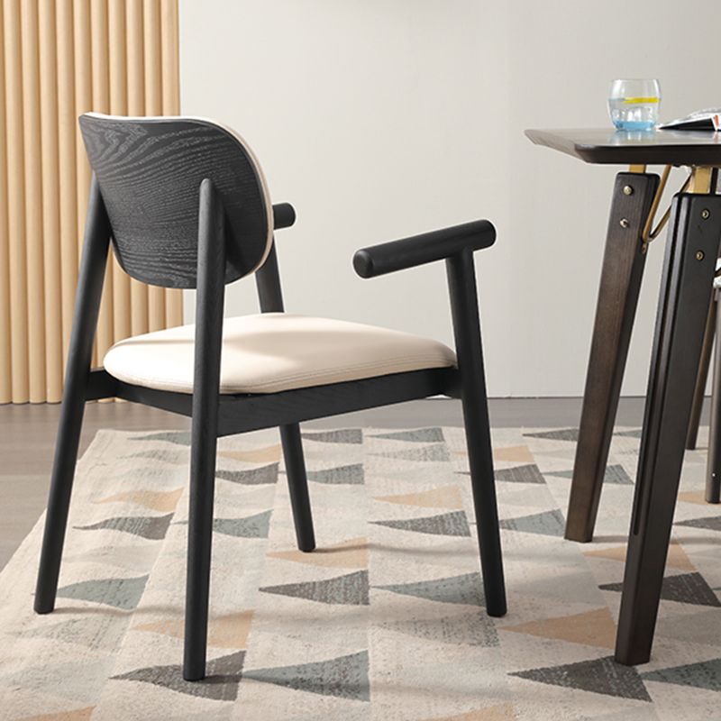 Modern Indoor Upholstered Arm Chair Home Solid Wood Dining Chair