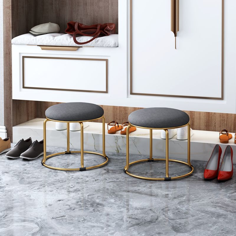 Glam Velvet Chair Ottoman Cylinder Shape Metal Frame Mildew Resistant Ottoman Stool