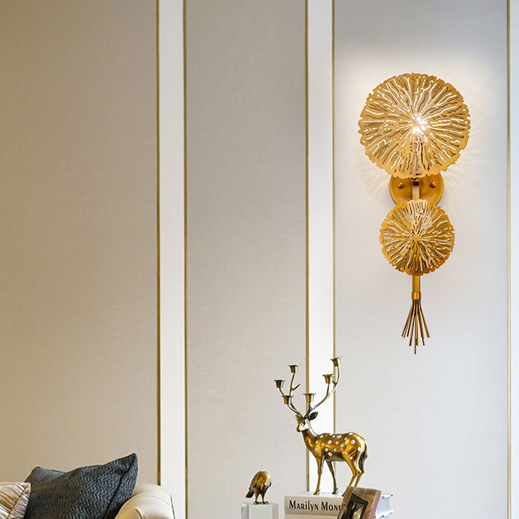 Gold Lotus Shape Wall Light in Modern Creative Style Electroplate Iron Wall Lamp for Interior Spaces