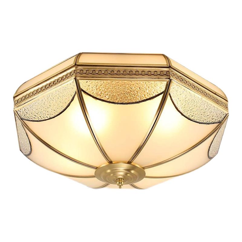 Luminaires encastrés à tambour, plafonniers en cuivre de style colonial avec abat-jour en verre