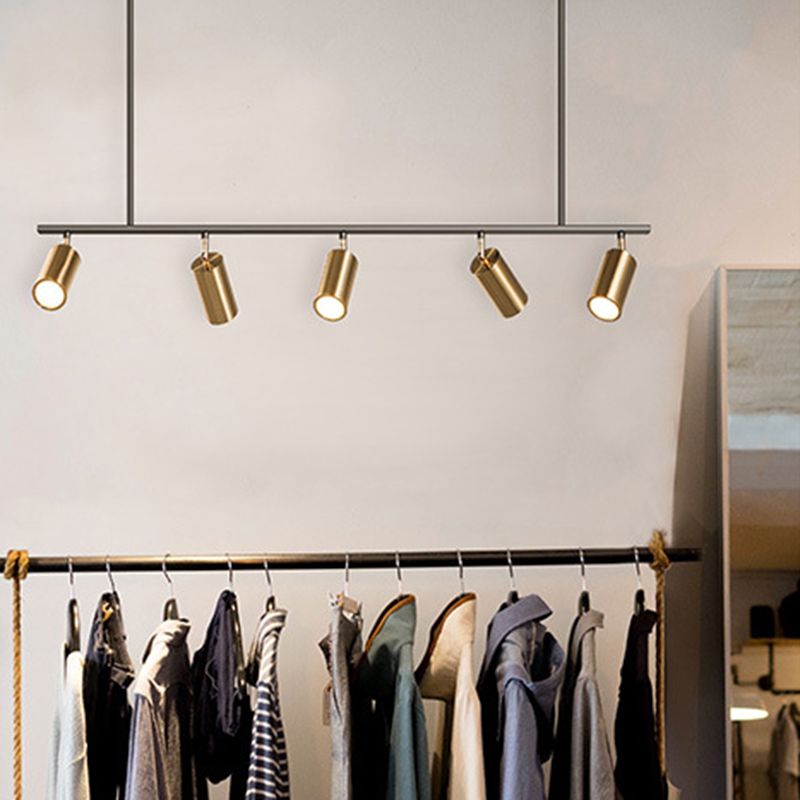 Modern Isola illuminazione cilindro lampadario isola metallo 5 illuminazione dell'isola in oro e nero