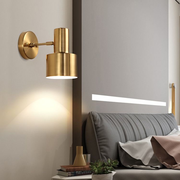 Cylinder Bathroom Wall Light Fixture Metal Modern Style Wall Light Sconce in Gold