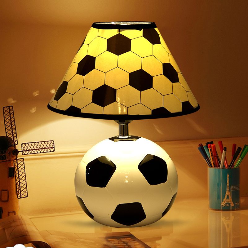Football Table Light Simplistic Ceramic Single Black and White Nightstand Lighting for Bedside