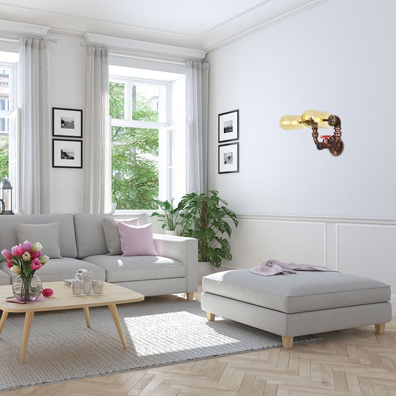 2 lichten metalen led sconce verlichting vintage verweerde koperen pijp woonkamer wandmontage lamp